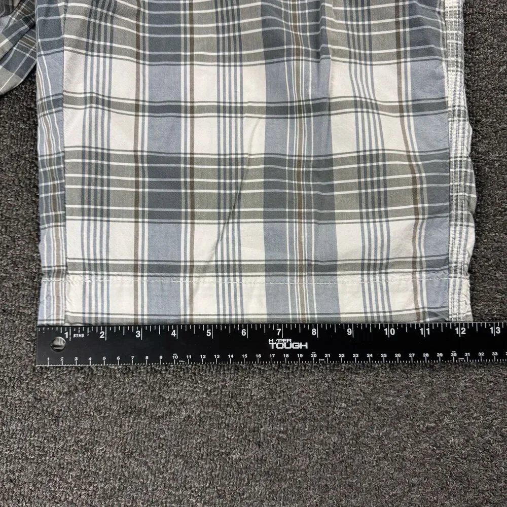 Nautica Men's Shorts Size 34 Casual Flat Front Plaid White Blue Y2K Skater Surf